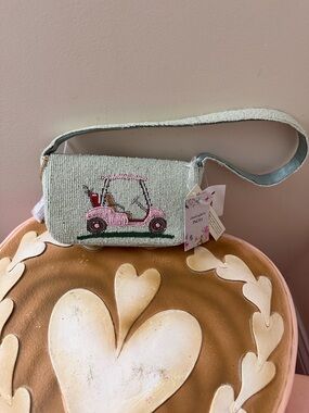 Handcrafted in India Beaded Pink Golf Cart Shoulder Bag Purse